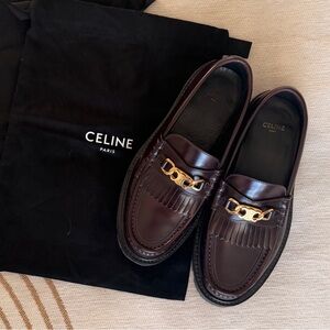 Celine Dark Brown Loafers with Gold Accent